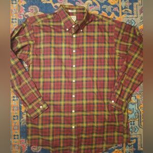 L.L Bean 100% Cotton Plaid Button Front Shirt